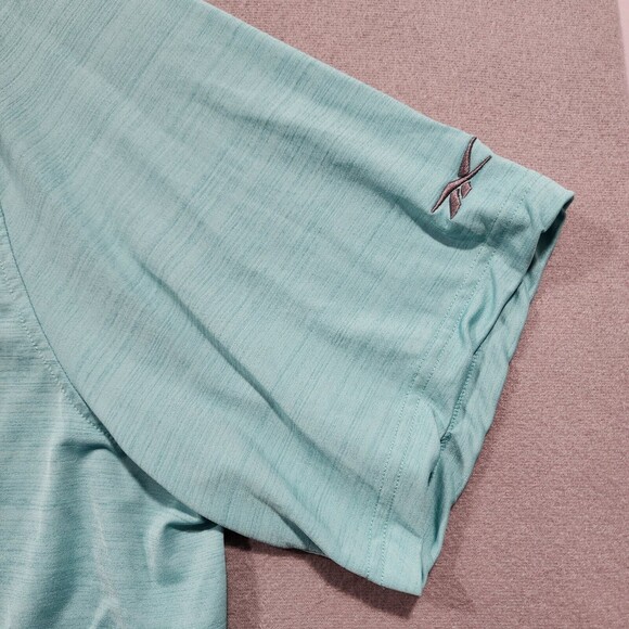 Reebok Shirt Mens 3XL XXX Turquoise Blue Solid Polo Speedwick Short Sleeve - Picture 4 of 15